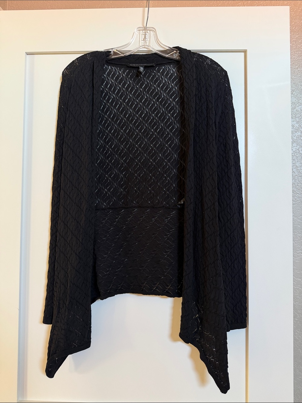 White House Black Market Black Open-Front Textured Cardigan